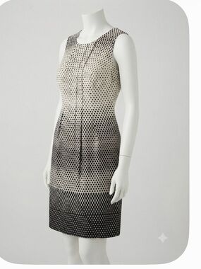 Sleeveless Black and Cream Ombre Polka Dot Midi Dress
